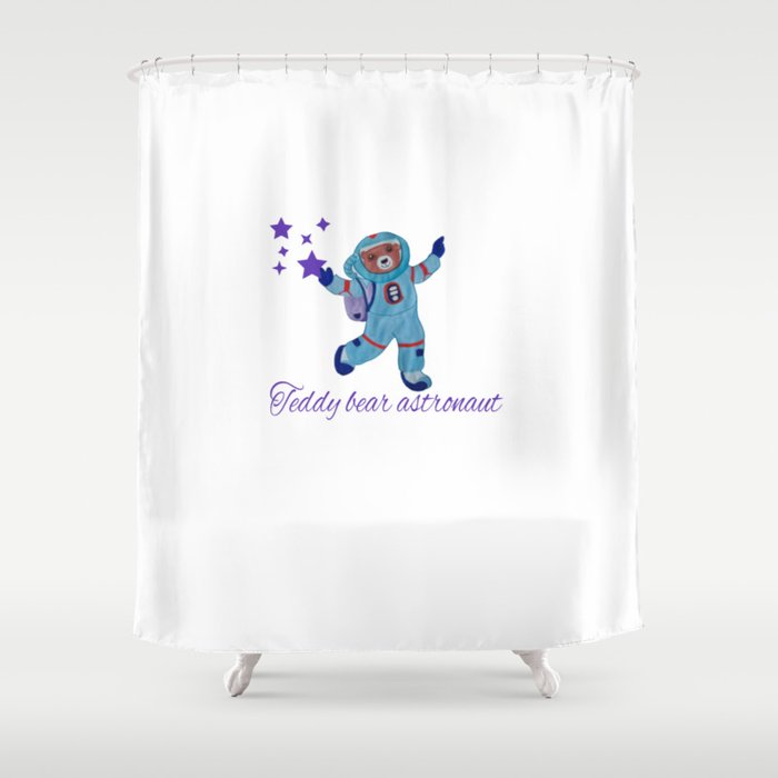 Teddy bear astronaut Shower Curtain
