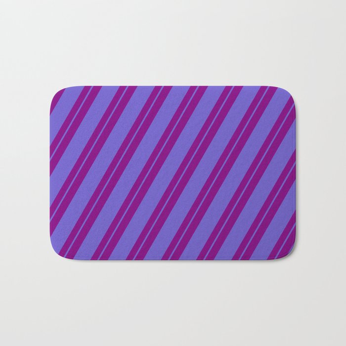 Purple and Slate Blue Colored Striped/Lined Pattern Bath Mat