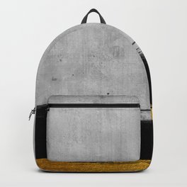 Black and Gold grunge stripes on modern grey concrete abstract backround I - Stripe - Striped Backpack | Retro, Line, Graphicdesign, Shiny, Boho, Gold, Shine, Mid Century Modern, Black And White, Modern 