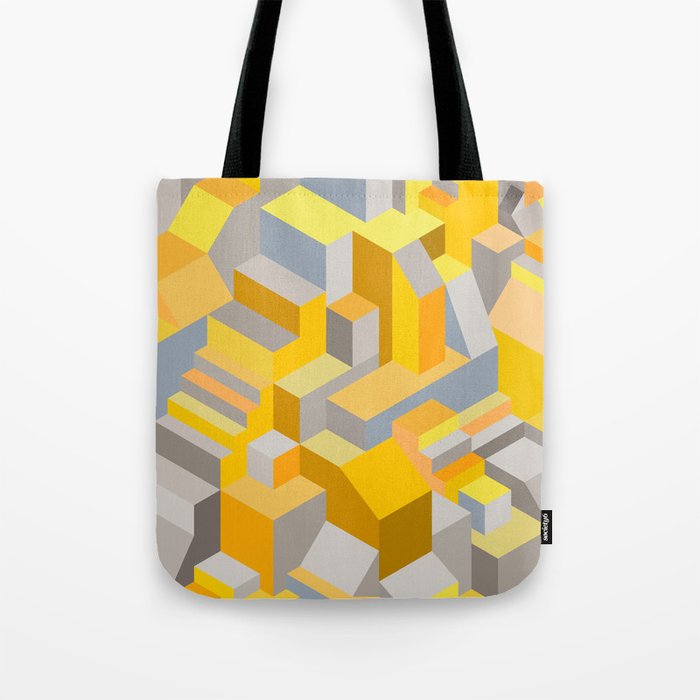 Labyrinth Marigold Yellow Grey Tote Bag