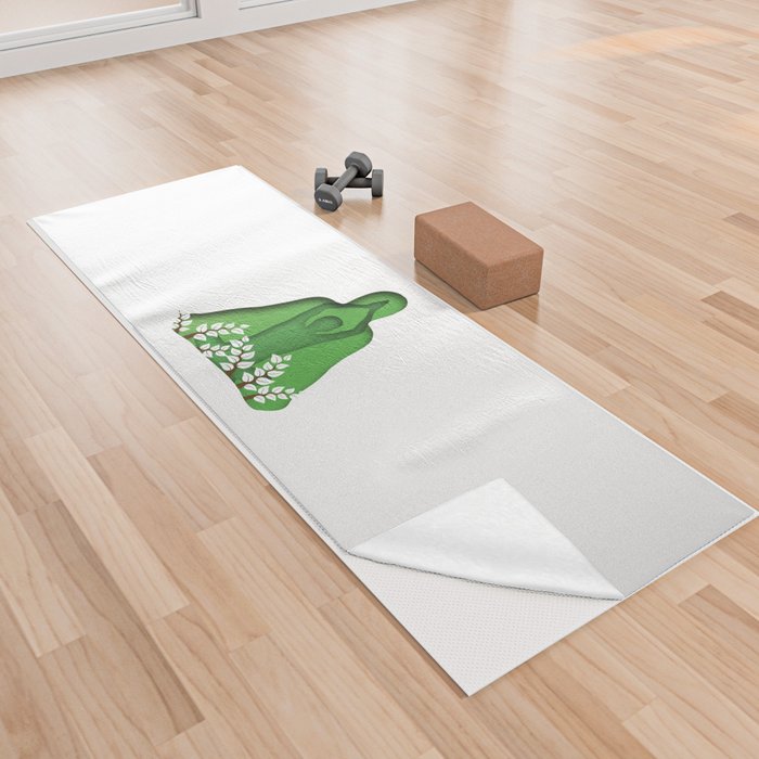 Yoga and meditation position in green Yoga Towel