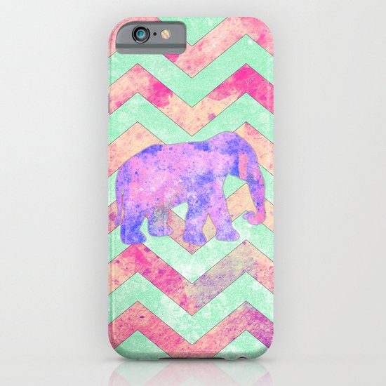 Whimsical Purple Elephant Mint Green Pink Chevron iPhone & iPod Case