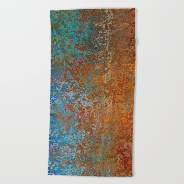 Vintage Rust, Copper and Blue Beach Towel