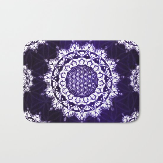 Flower Of Life Indigo Glow Mandala Bath Mat