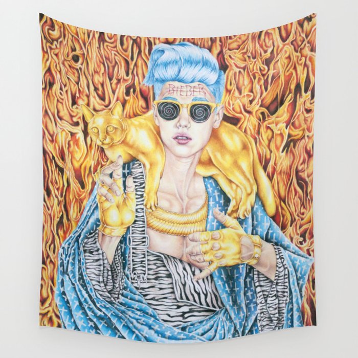J.B. and the Golden Pussy Wall Tapestry