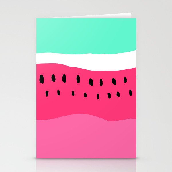 Modern summer watermelon color block neon pink turquoise Stationery Cards
