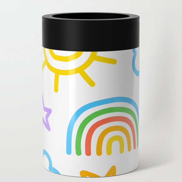 Colorful funny sky doodle seamless pattern Can Cooler