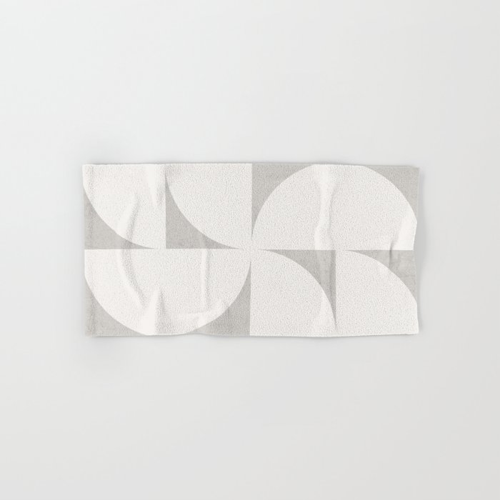 Scandinavian Contemporary Geometry - Square and Half Circles - Light Grey Hand & Bath Towel
