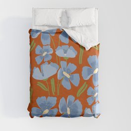 Harleigh Flower Art, Orange and Blue Duvet Cover
