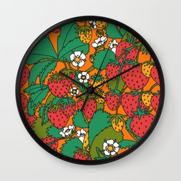 Orange Strawberries Wall Clock