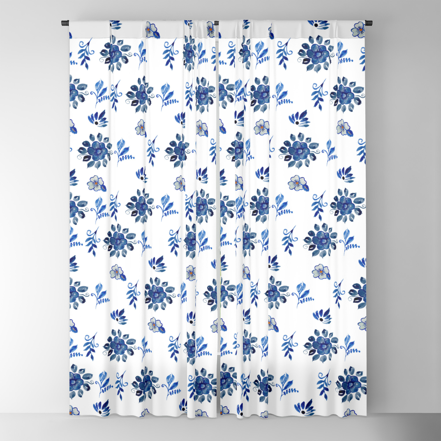Blue Spanish Florals Blackout Curtain By Seasuncalligraphy Society6