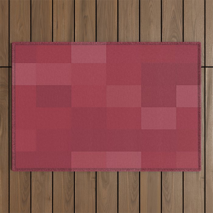 Geometric pattern design with red squares Outdoor Rug