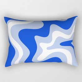 Retro Liquid Swirl Abstract Pattern Royal Blue, Light Blue, and White  Rectangular Pillow