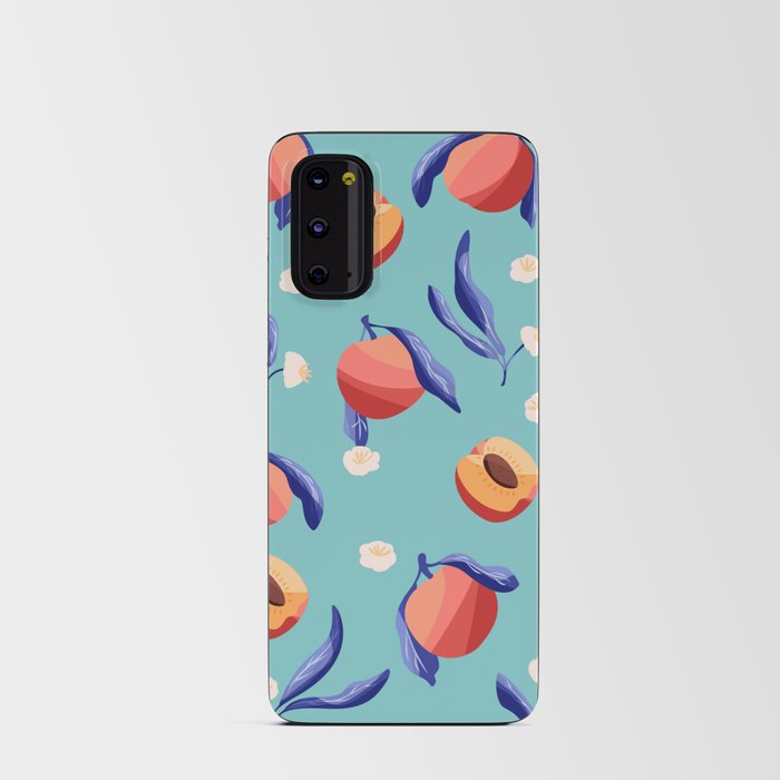 Seamless pattern with hand drawn peaches and floral elements VECTOR Android Card Case