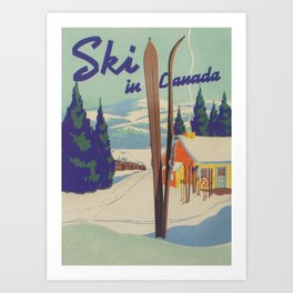 Ski in Canada Vintage Ski Poster Art Print