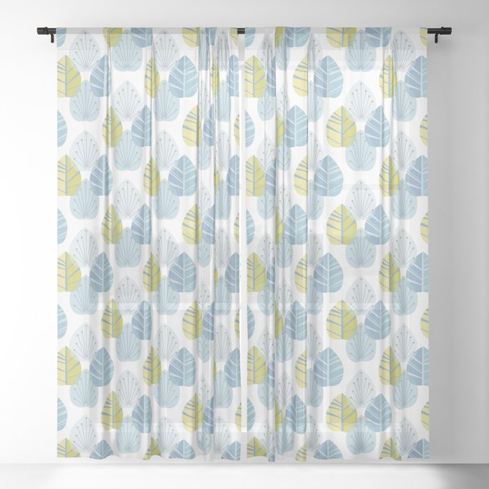 Mid Century Modern Leaves Sheer Curtain By Bpixton Society6 Mid Century Modern Leaves Sheer Curtain