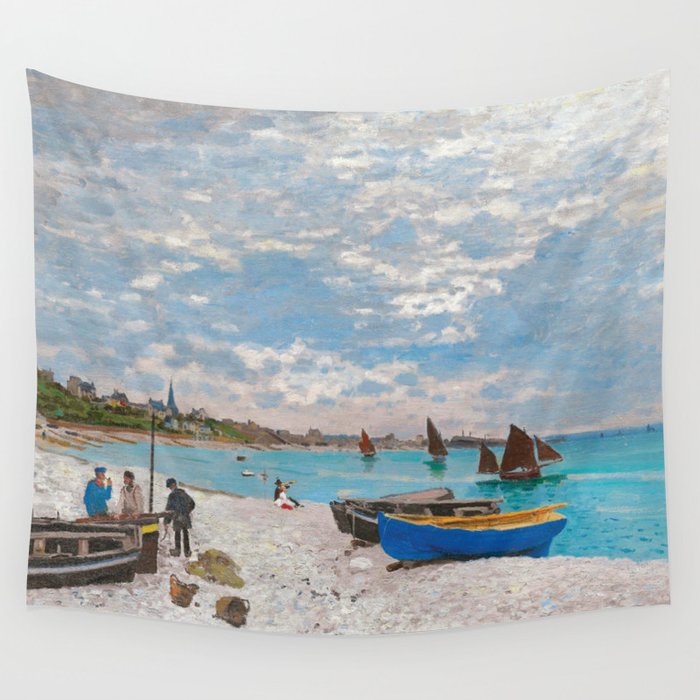 The Beach at Sainte Adresse, Monet Wall Tapestry