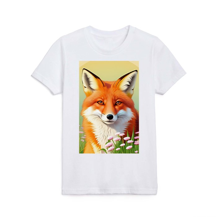 Meadow Flower Fox Kids T Shirt