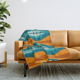 Hourglass Mid Century Modern Abstract Pattern in Turquoise, Aqua, Orange, and Rust Throw Blanket