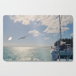 Cayo Blanco Cuba | Sunny caribbean beach | Seagull flying over the sea Cutting Board