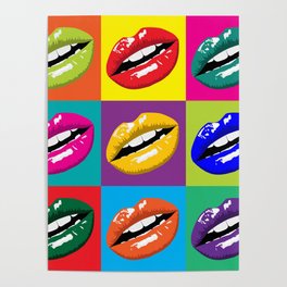 Sexy Lips Pop Art Painting Multicolor Andy W Style Poster