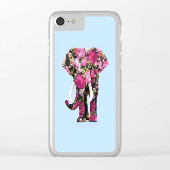 FLORAL ELPHANT Clear iPhone Case