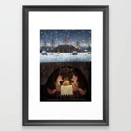 Winter Foxes Framed Art Print