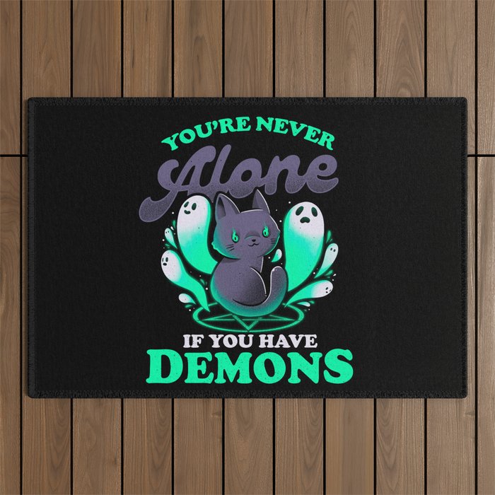 Me And My Demons - Cute Evil Cat Gift Outdoor Rug