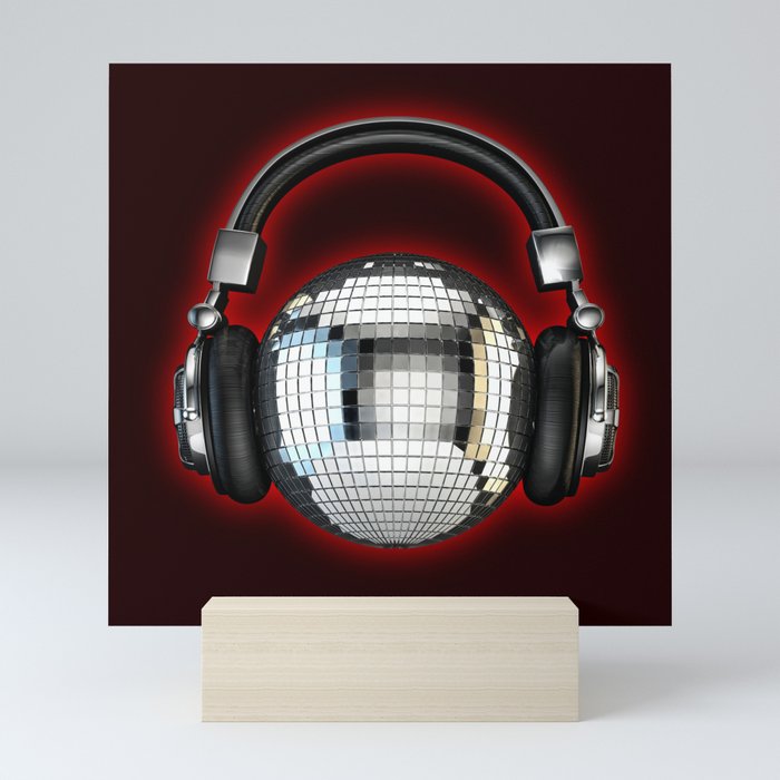 Headphone disco ball Mini Art Print