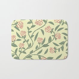 Abstract pattern of stylized roses and stems Bath Mat