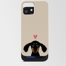 Dachshund Love | Cute Longhaired Black and Tan Wiener Dog iPhone Card Case