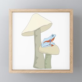 Frog on a Mushroom Framed Mini Art Print