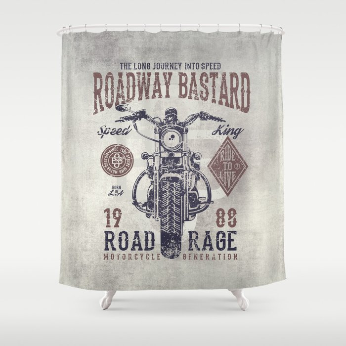 Vintage Motorcycle Poster Style Shower Curtain By Born2bewild Society6 Vintage Motorcycle Poster Style Shower Curtain