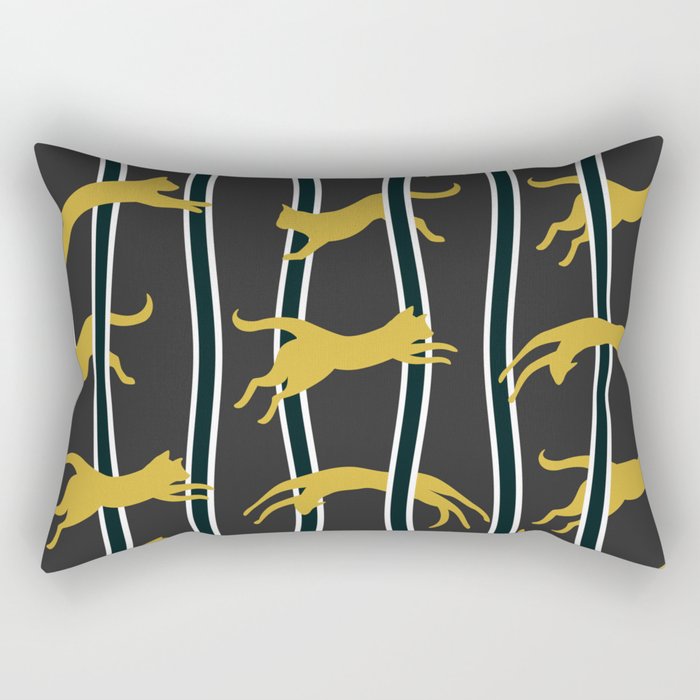Flying Felines_gold and black Rectangular Pillow