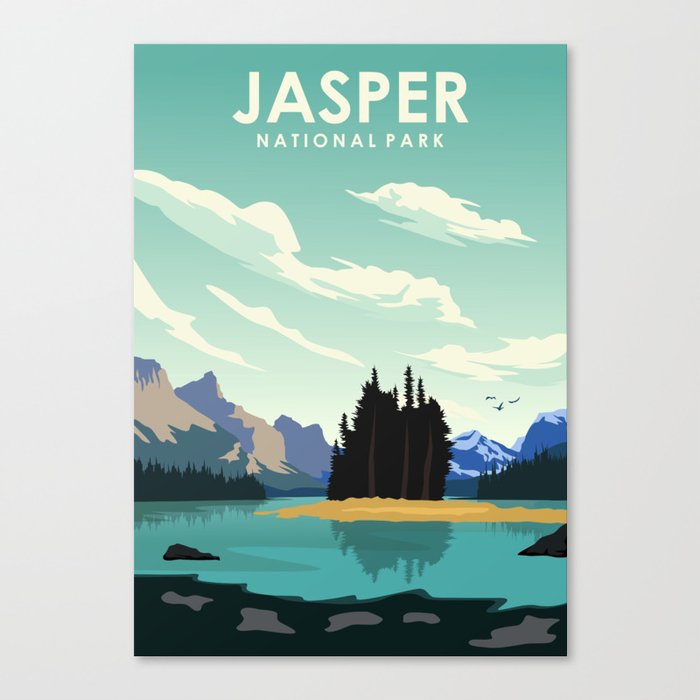 Jasper National Park Travel Poster Canvas Print