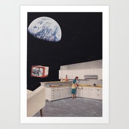joy of cooking (in space) Art Print | Collage, Paper, Vintage 