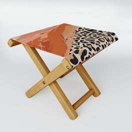 Grapes and cheetah slices - Boho Chic Collage Folding Stool