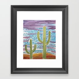 Saguaros and Stippled Sky Framed Art Print