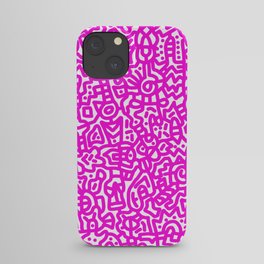 Magenta on White Doodles iPhone Case