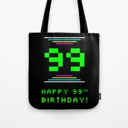 [ Thumbnail: 99th Birthday - Nerdy Geeky Pixelated 8-Bit Computing Graphics Inspired Look Tote Bag ]