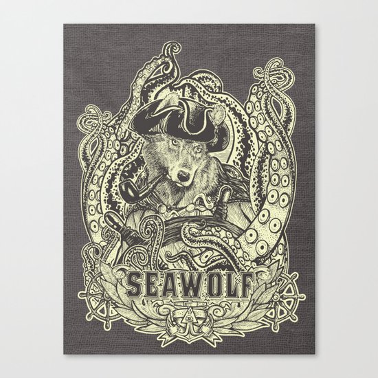SeaWolf Woodcut Canvas Print