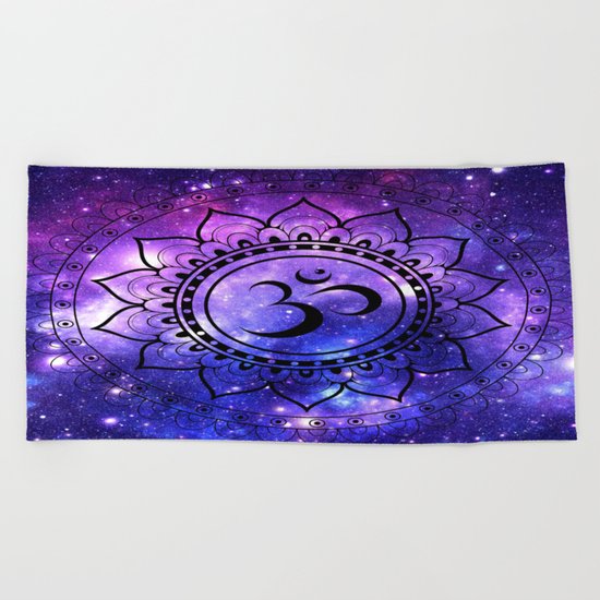 Om Mandala: Purple Blue Galaxy Beach Towel