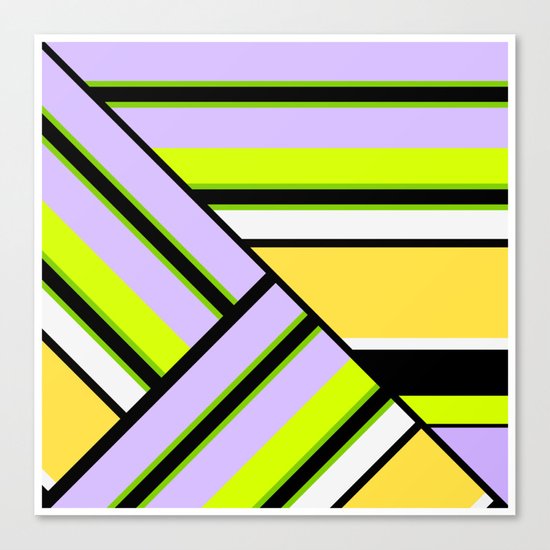 Striped , multi-colored , asymmetric combination pattern . Patchwork . Canvas Print