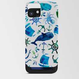 Watercolor Blue Nautical Octopus Whale iPhone Card Case