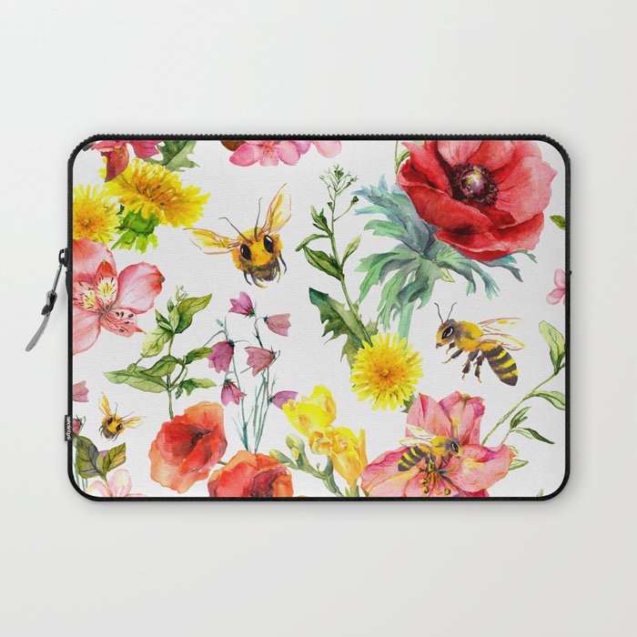 Bees and Honey in the garden seamless pattern Laptop Sleeve