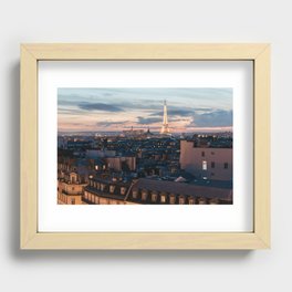 Sparkling Eiffel Tower at Dusk Recessed Framed Print