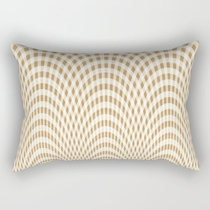 Beige and white curved squares Rectangular Pillow