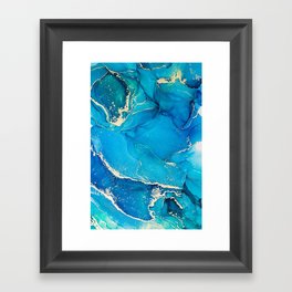 Alcohol ink painting with gold Framed Art Print