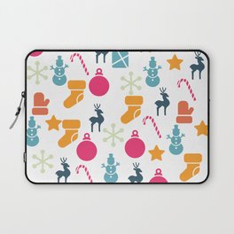Vector Seamless Pattern with Retro Christmas Icons Laptop Sleeve