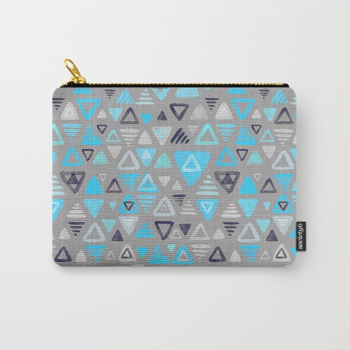 Summer Turquoise Triangles on Grey Carry-All Pouch